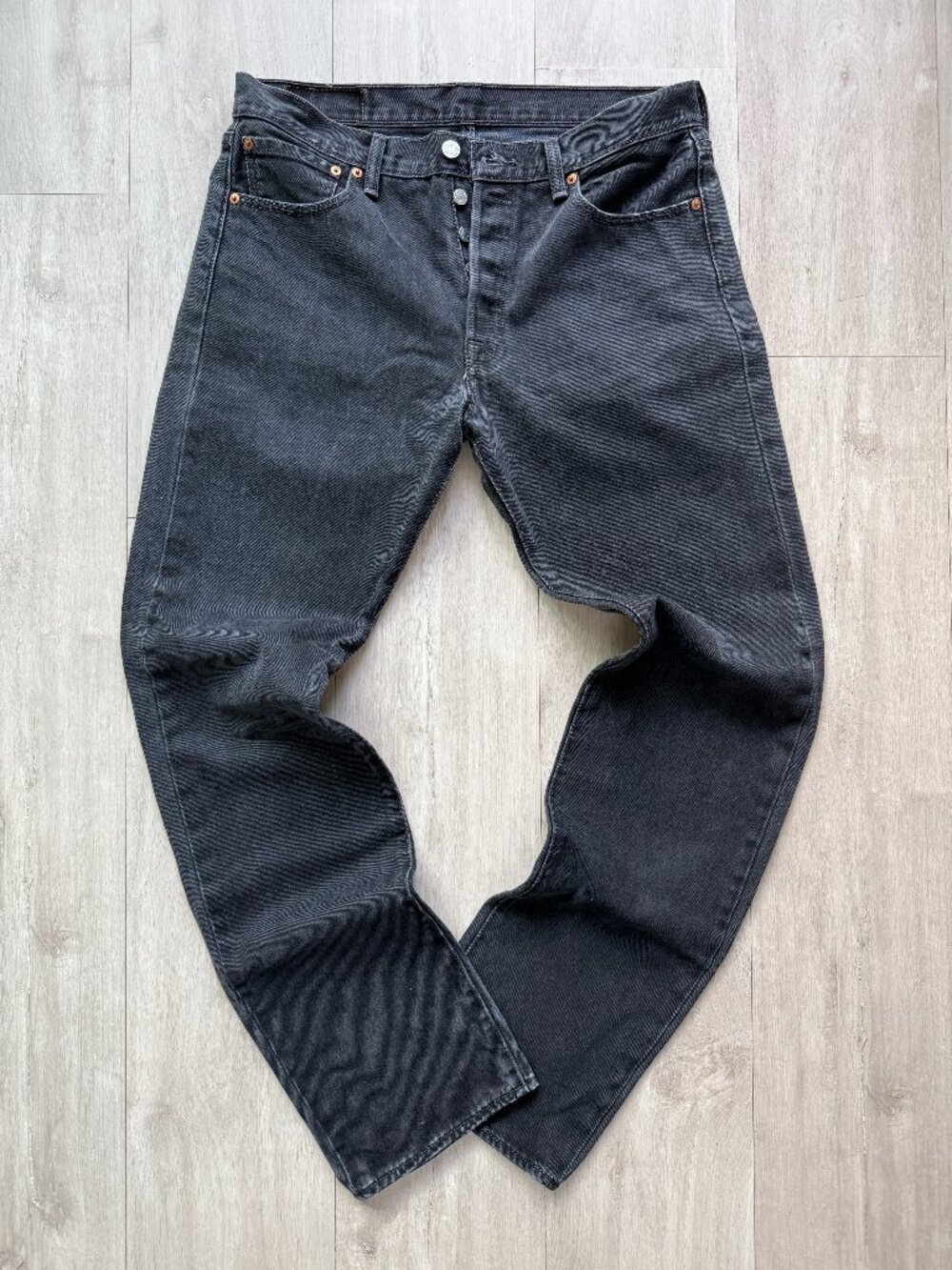 Levi's 501 Original Fit Jeans Washed Black Cotton Denim 33x34